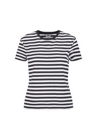 Urban Classics - T-shirt Damski W Paski Standardowy. Kolor: czarny, biały, wielokolorowy. Wzór: paski. Sport: turystyka piesza
