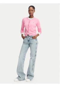Tommy Jeans Kardigan DW0DW20976 Różowy Regular Fit. Kolor: różowy. Materiał: bawełna #5