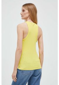 United Colors of Benetton top damski kolor żółty. Kolor: żółty. Materiał: dzianina, prążkowany. Długość rękawa: na ramiączkach #4