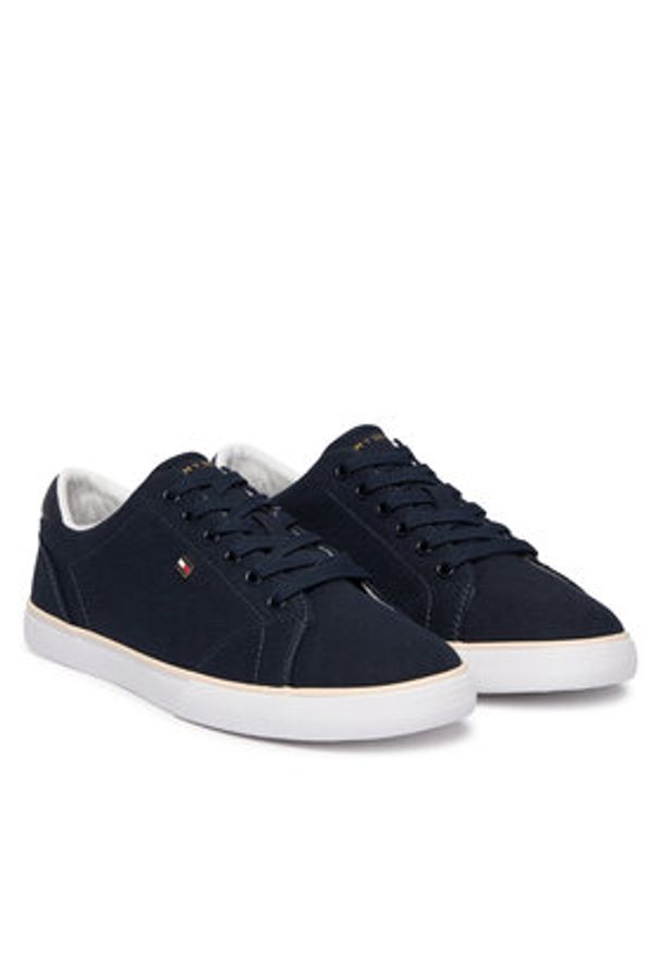 TOMMY HILFIGER - Tommy Hilfiger Sneakersy Th Low Profile Vulc Canvas FW0FW09102 Granatowy. Kolor: niebieski. Materiał: materiał