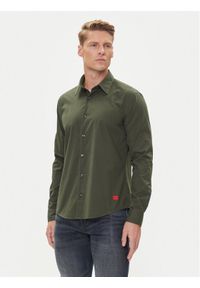 Hugo - HUGO Koszula Ermo 50500216 Zielony Slim Fit. Kolor: zielony. Materiał: bawełna