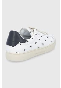 Emporio Armani Buty skórzane kolor biały na płaskiej podeszwie. Nosek buta: okrągły. Zapięcie: sznurówki. Kolor: biały. Materiał: skóra. Obcas: na płaskiej podeszwie #5