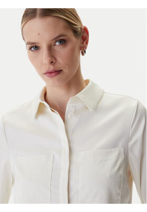 Guess Koszula W5RH40 WFQC2 Écru Regular Fit. Materiał: syntetyk