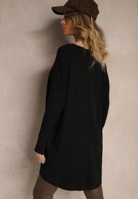 Renee - Czarny Sweter Oversize z Wiskozą i Modalem ze Ściągaczami Gemiena. Kolor: czarny. Materiał: wiskoza. Długość rękawa: długi rękaw. Długość: długie. Styl: elegancki