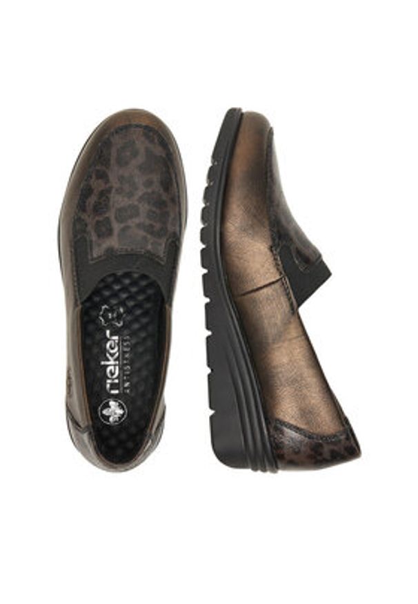 Rieker Półbuty L5351-90 Złoty. Kolor: złoty. Materiał: skóra