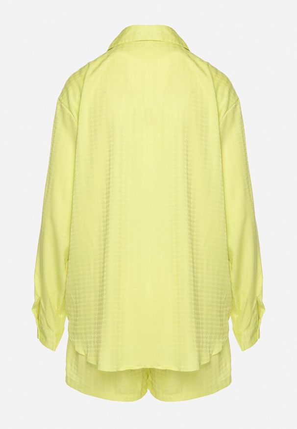 Born2be - Żółty Komplet 2-częściowy z Koszulą i Szortami Adelise. Kolor: zielony. Wzór: aplikacja