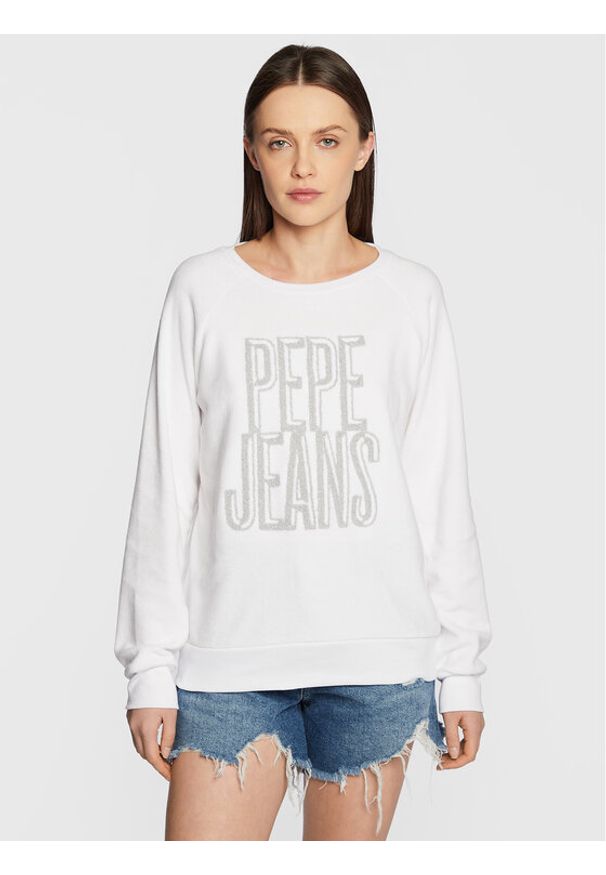 Pepe Jeans Bluza PL581260 Biały Regular Fit. Kolor: biały. Materiał: syntetyk