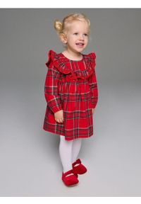 Sinsay - Sukienka w kratę z falbanką - czerwony. Kolor: czerwony #1