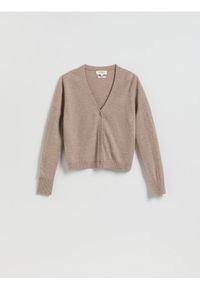 Reserved - Wełniany kardigan - brązowy. Kolor: brązowy. Materiał: wełna