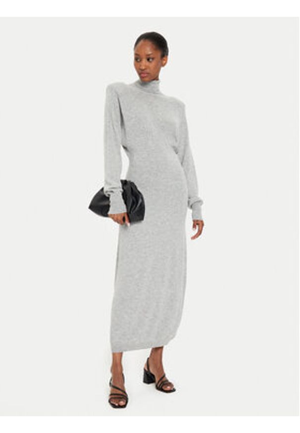 Kontatto Sukienka dzianinowa 3M0175 Szary Regular Fit. Kolor: szary. Materiał: syntetyk