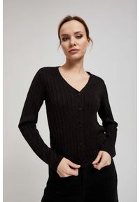 MOODO - Sweter ozdobiony metaliczną nitką czarny. Kolor: czarny. Materiał: akryl. Wzór: aplikacja
