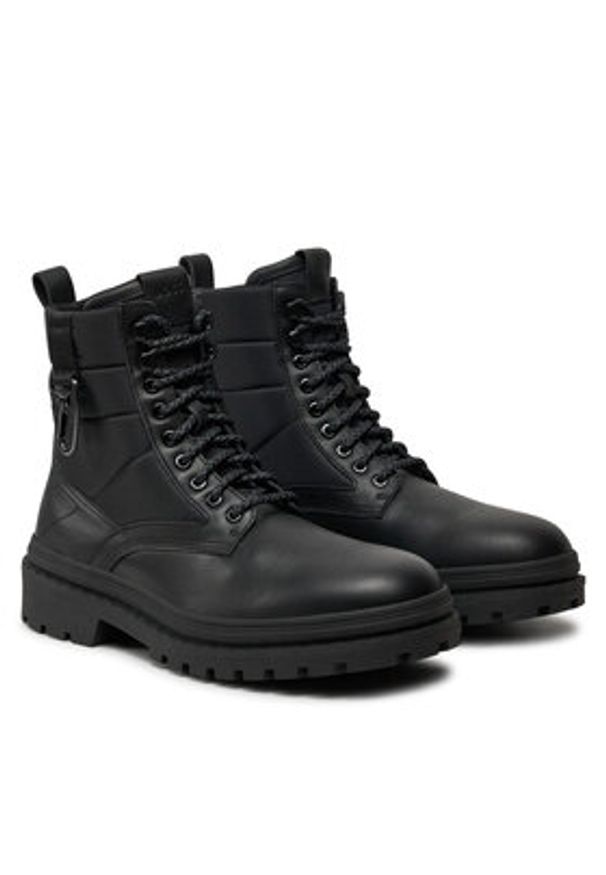 BOSS - Boss Trapery Nebular 50529188 Czarny. Kolor: czarny. Materiał: skóra