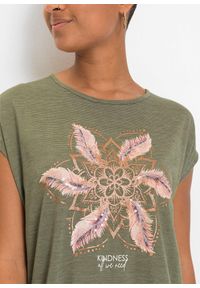 bonprix - T-shirt z miękkiego materiału z domieszką wiskozy. Kolor: zielony. Materiał: materiał, wiskoza. Długość: długie #3