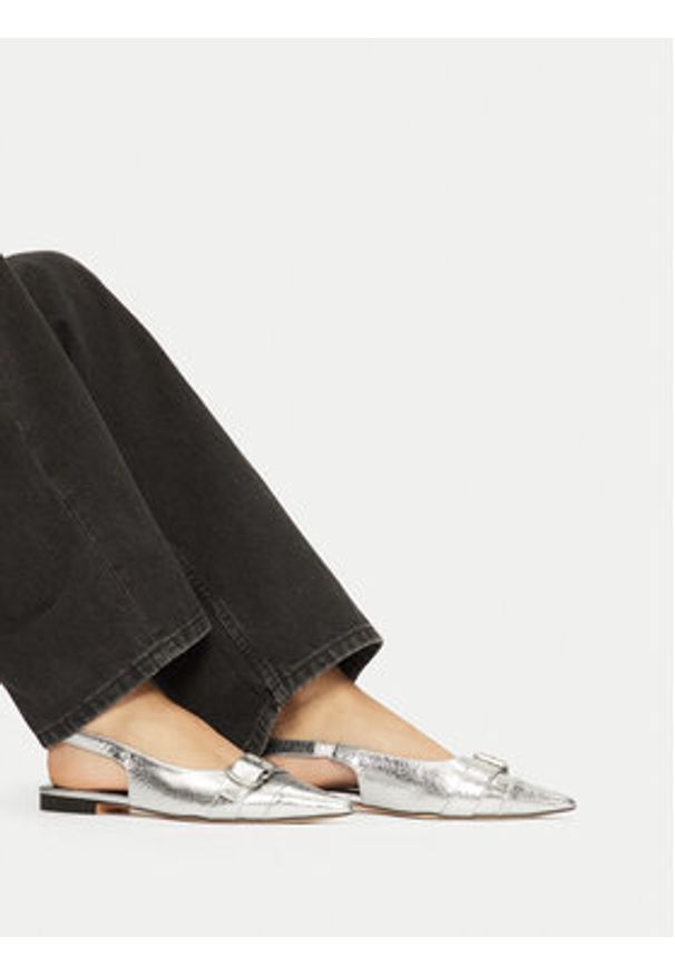 Badura Baleriny HIBISCUS-LT593-911 Srebrny. Kolor: srebrny. Materiał: skóra