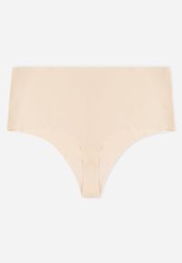 Renee - Beżowe 3-Pack Majtki Bezszwowe Typu Stringi High Waist Cinossa. Stan: podwyższony. Kolor: beżowy. Materiał: len, satyna. Wzór: gładki #2