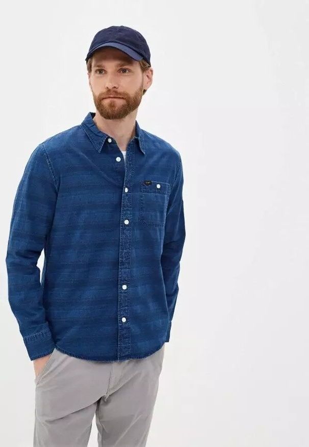 Lee - LEE ONE POCKET SHIRT MĘSKA KOSZULA MATERIAŁOWA WASHED BLUE L66NKPLR. Materiał: materiał