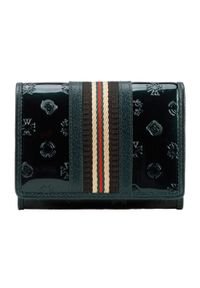 Wittchen - Damski portfel z lakierowanej skóry z monogramem i tasiemką mały. Kolor: zielony. Materiał: skóra, lakier #1