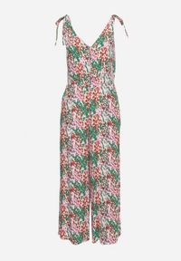 Born2be - Zielony Kombinezon z Długimi Nogawkami Wiązanymi Ramiączkami i Abstrakcyjnym Printem Izara. Okazja: na co dzień, na spacer, na imprezę. Kolor: zielony. Materiał: wiskoza. Długość rękawa: na ramiączkach. Długość: długie. Wzór: nadruk. Sezon: lato. Styl: casual, elegancki #7