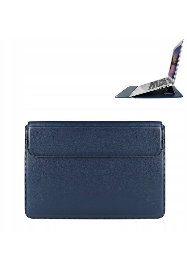 Devia etui pokrowiec torba do laptopa / MacBooka Ultra-Thin z funkcją podstawki 15,4'' wodoodporna sztuczna skóra niebieski. Kolor: niebieski. Materiał: skóra