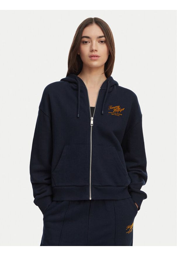 TOMMY HILFIGER - Tommy Hilfiger Bluza Terry WW0WW47845 Granatowy Relaxed Fit. Kolor: niebieski. Materiał: bawełna