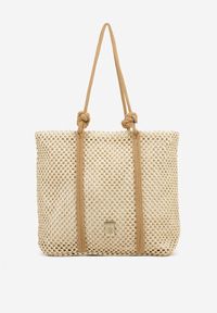 Born2be - Beżowa Pleciona Torebka Shopperka Revine. Kolor: beżowy. Styl: casual
