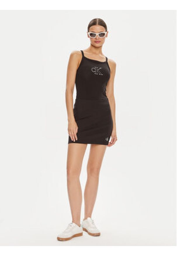 Calvin Klein Jeans Spódnica mini Milano J20J223608 Czarny Slim Fit. Kolor: czarny. Materiał: syntetyk