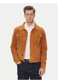 Serge Pariente Kurtka skórzana Jeans Brązowy Regular Fit. Kolor: brązowy. Materiał: skóra #1