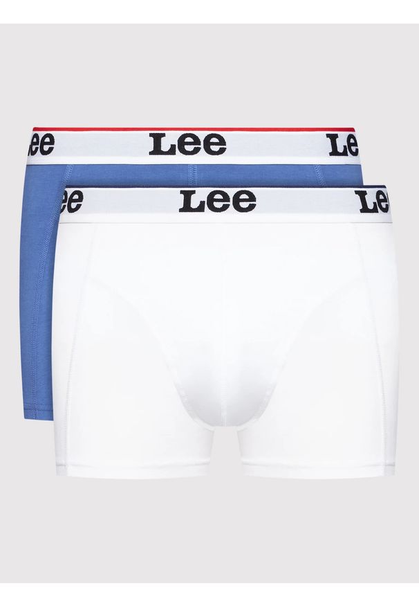 Lee - LEE 2-PACK TRUNK MĘSKIE BOKSERKI OBCISŁE LOGO WHITE/BLUE LP03CKWT 112145717