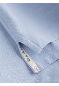 Ombre Clothing - Koszulka męska polo z dzianiny pique - jasnoniebieski V17 S1374 - XXL. Typ kołnierza: polo. Kolor: niebieski. Materiał: dzianina. Wzór: haft. Styl: klasyczny #9