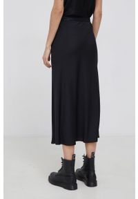 Calvin Klein Spódnica kolor czarny midi rozkloszowana. Kolor: czarny. Materiał: tkanina, poliester. Wzór: gładki #4