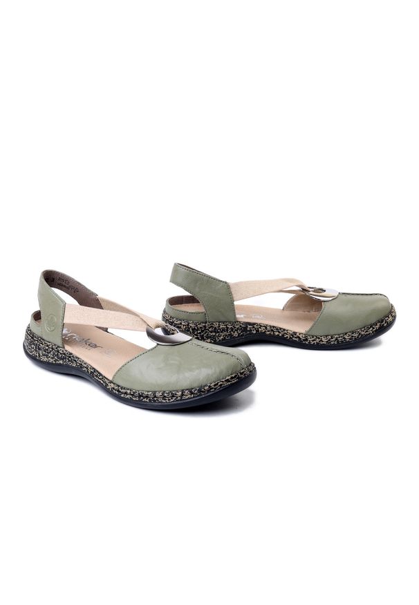 Rieker - RIEKER 46361-52 green, sandały damskie. Kolor: zielony. Materiał: guma, skóra