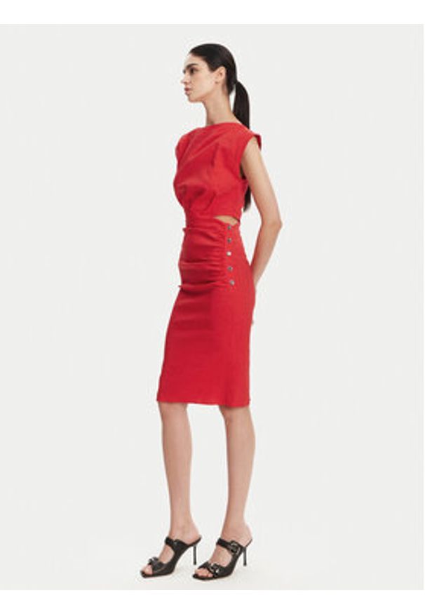 Pinko - PINKO Sukienka koktajlowa 104955 A0IM Czerwony Regular Fit. Kolor: czerwony. Materiał: wiskoza. Styl: wizytowy