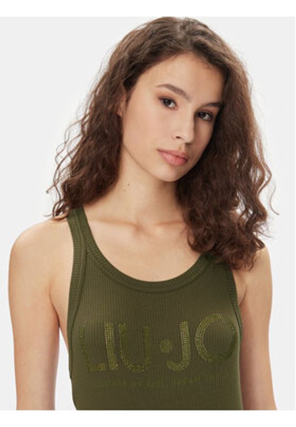 Liu Jo Top MA4327 J4695 Khaki Slim Fit. Kolor: brązowy. Materiał: wiskoza
