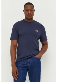 Tommy Jeans t-shirt bawełniany kolor granatowy z aplikacją. Kolor: niebieski. Materiał: bawełna. Długość rękawa: krótki rękaw. Długość: krótkie. Wzór: aplikacja. Styl: klasyczny #4