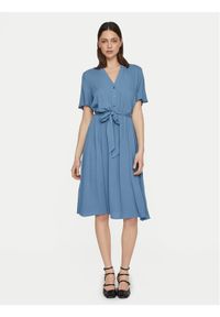 Vila Sukienka koszulowa Moashly 14089260 Niebieski Regular Fit. Kolor: niebieski. Materiał: wiskoza. Typ sukienki: koszulowe
