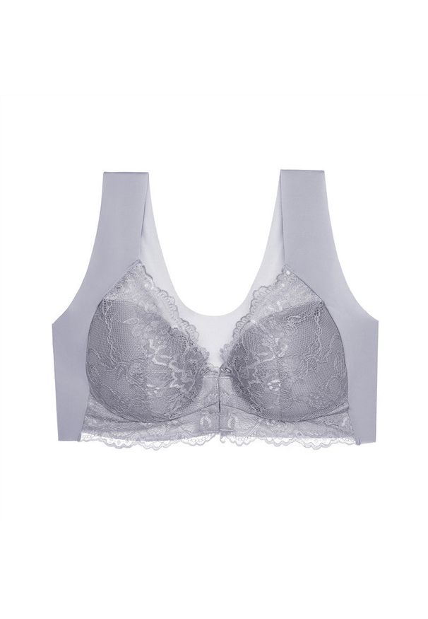 Intica - Biustonosz z szerokimi ramiączkami i koronkową wstawką na co dzień Vala. Kolor: szary. Materiał: koronka