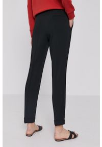 BOSS - Boss Spodnie damskie kolor czarny proste high waist. Okazja: na co dzień. Stan: podwyższony. Kolor: czarny. Styl: casual