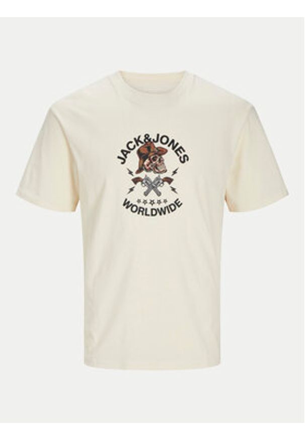 Jack & Jones - Jack&Jones T-Shirt Seven Skull 12262491 Écru Regular Fit. Materiał: bawełna