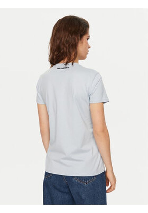 Karl Lagerfeld - KARL LAGERFELD T-Shirt A1W17117 Niebieski Regular Fit. Typ kołnierza: dekolt w karo. Kolor: niebieski. Materiał: bawełna