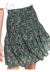 TOP SECRET - Mini spódnica w kwiatki, z falbaną. Kolor: zielony. Materiał: tkanina. Wzór: kwiaty. Sezon: wiosna #2
