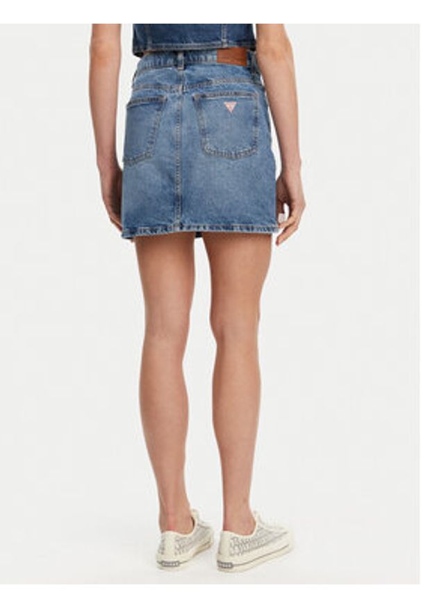 Guess Jeans Spódnica jeansowa W5GD0Q D5M4A Niebieski Regular Fit. Kolor: niebieski. Materiał: bawełna