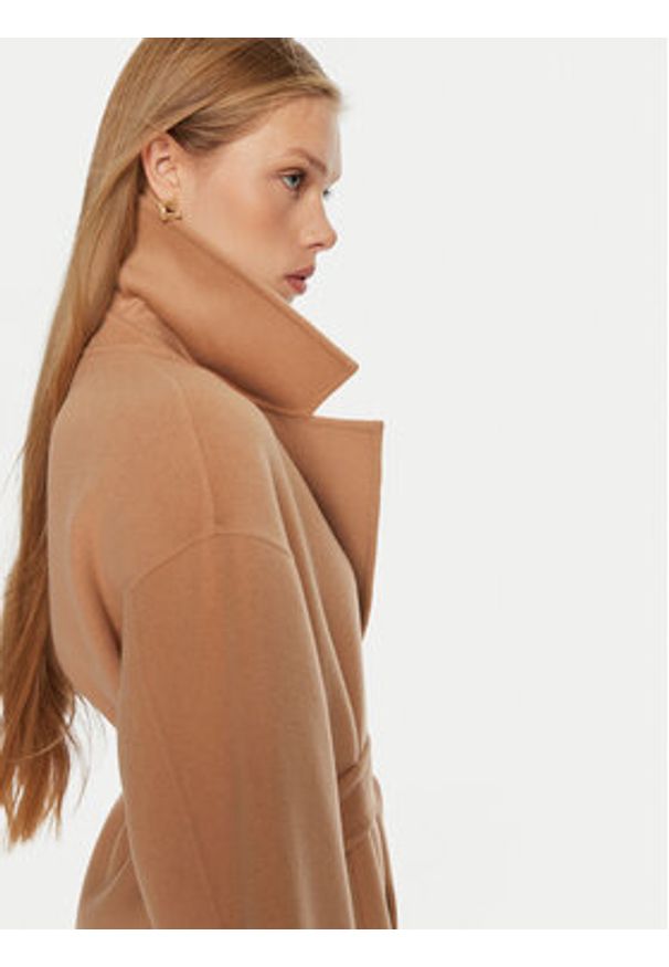 Marella Płaszcz wełniany Marna 2423016011 Brązowy Regular Fit. Kolor: brązowy. Materiał: wełna