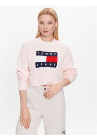 Tommy Jeans Sweter DW0DW14261 Różowy Regular Fit. Kolor: różowy. Materiał: syntetyk