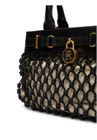 TOMMY HILFIGER - Tommy Hilfiger Torebka American Icon Mini Tote Macrame AW0AW18542 Czarny. Kolor: czarny #5