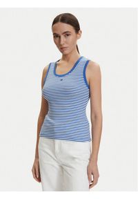 Tommy Jeans Top DW0DW20673 Niebieski Slim Fit. Kolor: niebieski. Materiał: bawełna #1