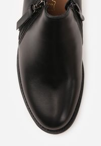 Renee - Czarne Półbuty na Niskim Obcasie z Suwakami Vovella. Okazja: do pracy, na spotkanie biznesowe. Kolor: czarny. Materiał: jeans. Obcas: na obcasie. Styl: biznesowy, elegancki. Wysokość obcasa: niski #3