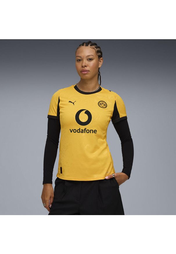 Puma - Damska koszulka pucharowa Borussia Dortmund 25/26 PUMA Yellow Sizzle Black. Kolor: czarny, wielokolorowy, żółty. Sport: piłka nożna