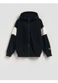 Reserved - Bawełniana bluza z kapturem - czarny. Typ kołnierza: kaptur. Kolor: czarny. Materiał: bawełna #1