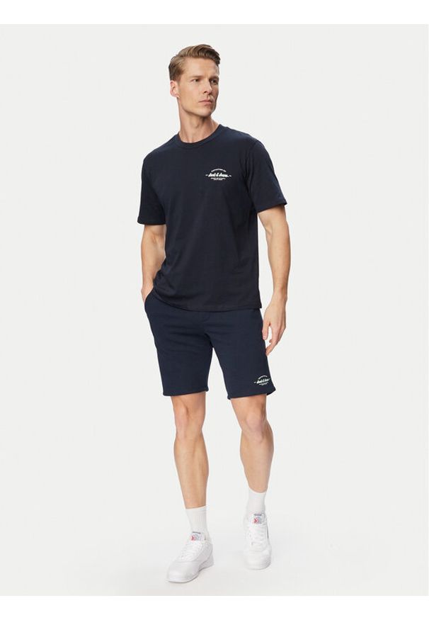 Jack & Jones Komplet t-shirt i spodenki Brandon 12298184 Granatowy Regular Fit. Kolor: niebieski. Materiał: bawełna