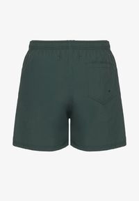 Born2be - Ciemnozielone Klasyczne Kąpielówki Szorty z Wiązaniem i Kieszeniami Foleona. Kolor: zielony. Materiał: len